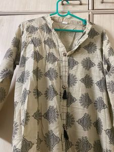 Beige Printed Kurta