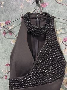Stunning Black Embellished Halter Neck Dress