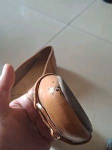 Tan Ballet Flats with Buckle Detail