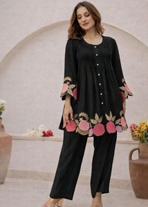 Elegant Black Embroidered Co-ord Set