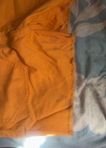 Orange Denim Shorts