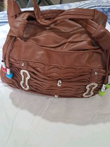 Brown Ruched Shoulder Bag