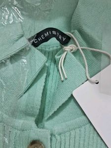 Chemistry Sea Green Ribbed Button-Front Dress