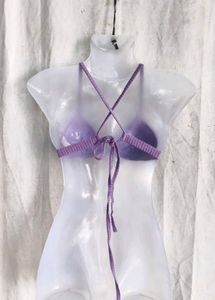 Ribbed Purple Bikini Top