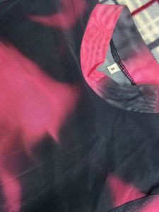 Sheer Mesh Tie-Dye Long Sleeve Top
