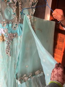 Engagement Gown With Applique Work Embroidery