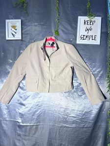 Women's Beige Cropped Jacket