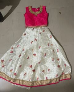 Beautiful Pink &amp; Ivory Floral Lehenga Set with Dup