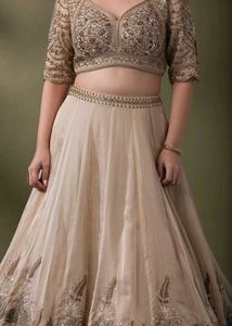Champagne Gold Embroidered Lehenga Set