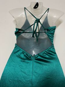 Pintresty Elegant Green Satin Evening Gown
