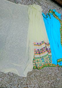 Heavy Embroidery N Mirror Work Saree