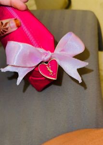 ysl Pink Cosmetic Pouch with Bow Detail