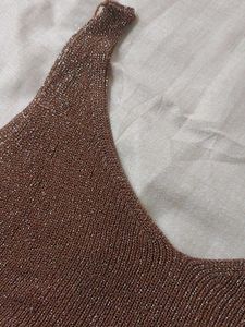Sparkly Brown V-Neck Tank Top