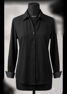 Classic Black Button-Down Long Sleeve Shirt / Top