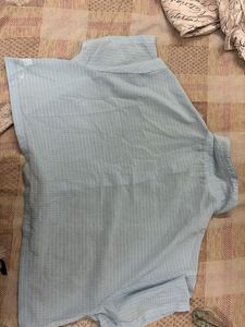 Light Blue Collared Crop Shirt