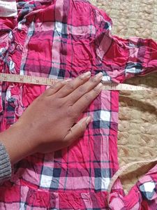 Cute Pink Plaid Tunic Top