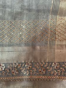Elegant Grey Embroidered Saree