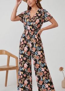 Floral Print Wide Leg Jumpsuit