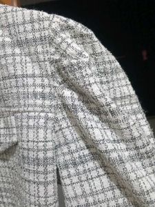 chic white &amp; black tweed 2 - piece co- ord set