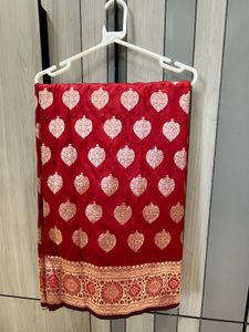 Royal Red Zari Saree + blouse piece