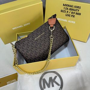 Michael Kors Monogram Clutch- BROWN