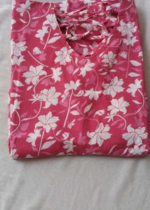 Floral Pink anaarkali short kurti
