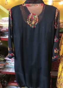 Black Multi Colored Chikankari Kurti Set