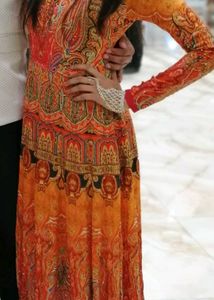 Paisley Print Heavy orange Gown