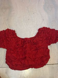 Cute Red Ruffled Crop Top