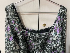 Floral Print Smocked Square Neck Dress