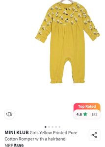 Cute Baby Girl Yellow Floral Romper &amp; Headband Set