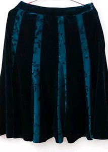 Velvet Striped Midi Skirt