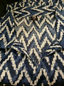 New Stylish Blue Zigzag Print Kurta