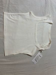 White Ribbed Crop Tank Top