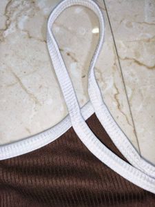 Brown Ribbed "OBVIOUS" Crop Top