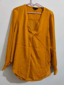 Mustard Yellow V-Neck Long Sleeve Top