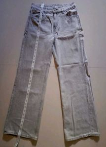 Wide leg grey denim