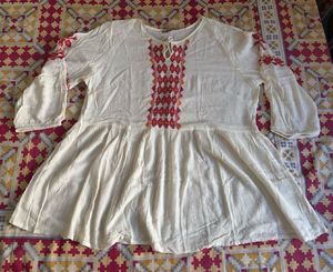 Bohemian Embroidered Peasant Top