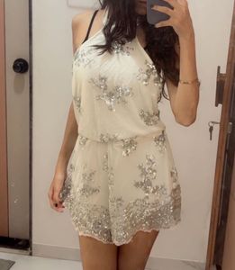 Sparkly White Halter Dress