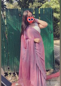 Elegant lavender  Satin  Saree