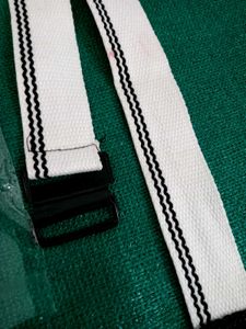 Classic White Web Belt with Black Stripes