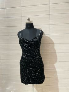 imported Sparkling Starry Night Velvet Mini Dress
