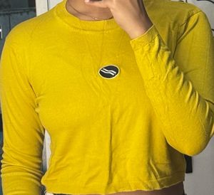 Sunny Yellow Cropped Long Sleeve Top