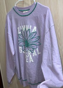 Lavender Floral Graphic Knit Sweatshirt