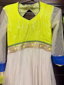 Women's Bright Neon &amp; White Kurta Set