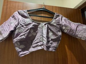 Purple Embroidered Saree with blouse