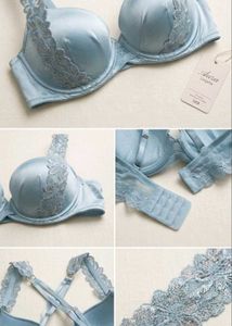 Light Blue Lace Trim Bra