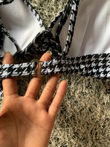 Houndstooth Print Bikini Top