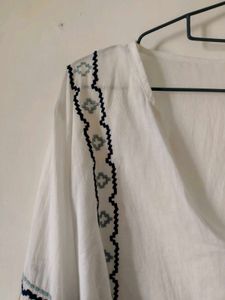 Embroidered White Cotton Top
