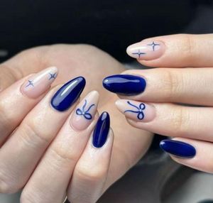 GIRISA Blue &amp; Nude Press-On Nails